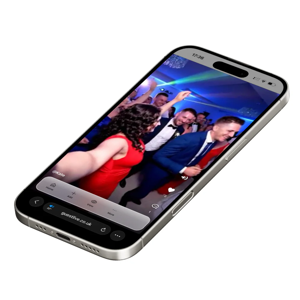 Wedding video wall with scrollable feed